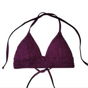Becca by Rebecca Virtue Smocked Ripple Bikini Top in Plum Purple Size Small